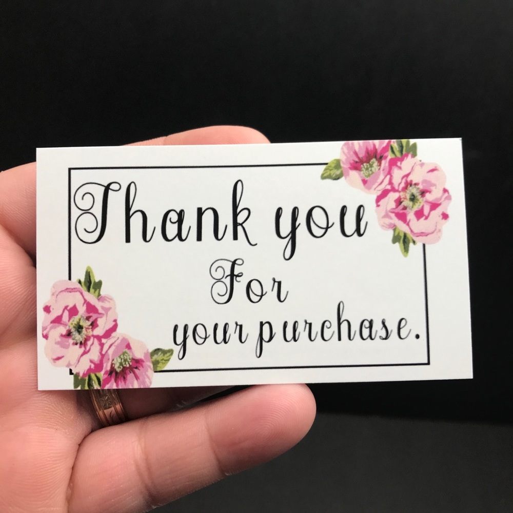 30 Thank you for your purchase floral cards  3.5x2 - Picture 2 of 4